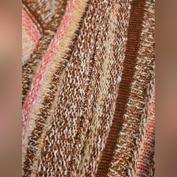 Women's J.Jill Pink & Brown Striped Boho Cardigan Sz Xs - Picture 3 of 4